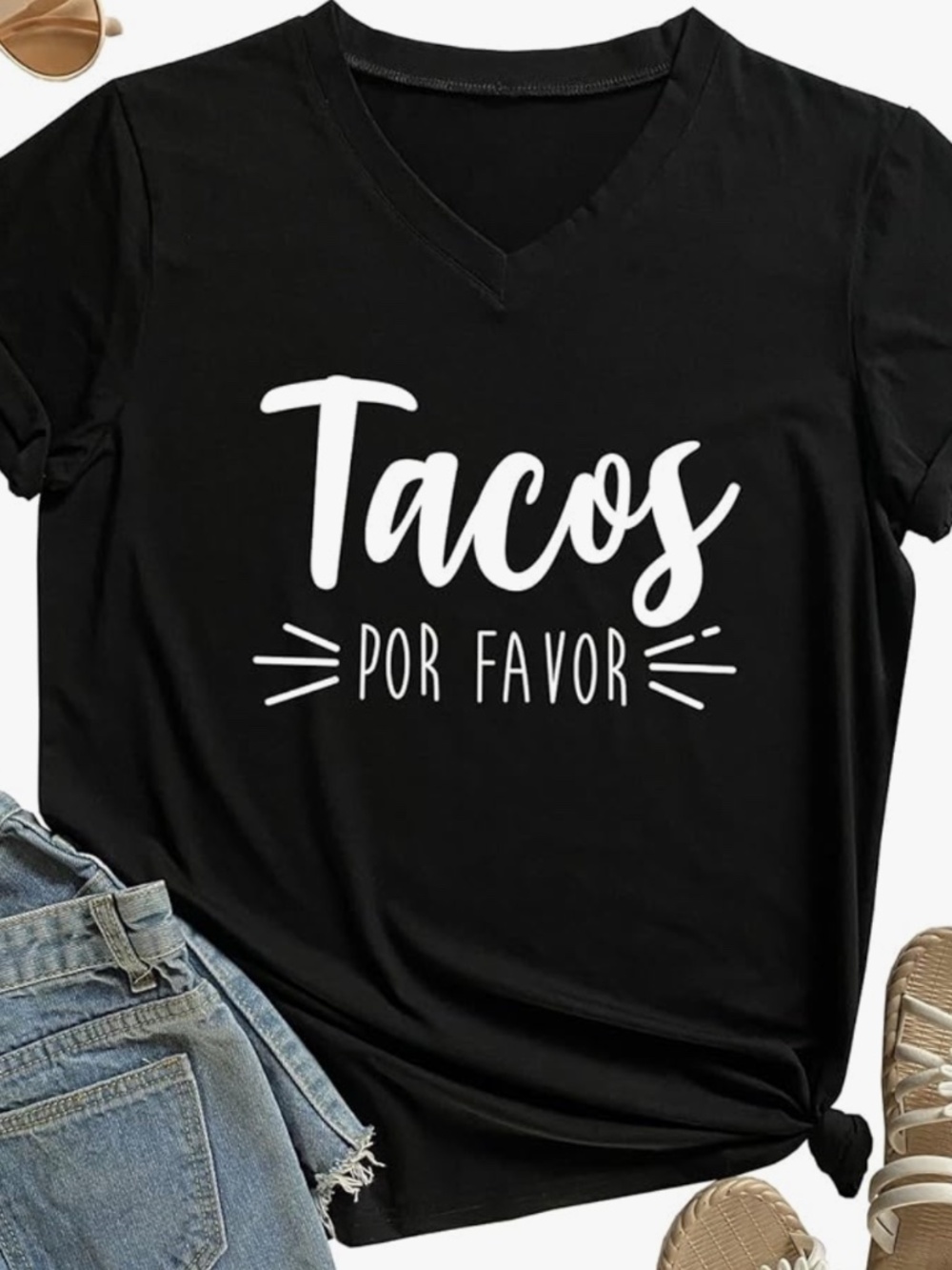 Tacos por favor graphic print top womens
